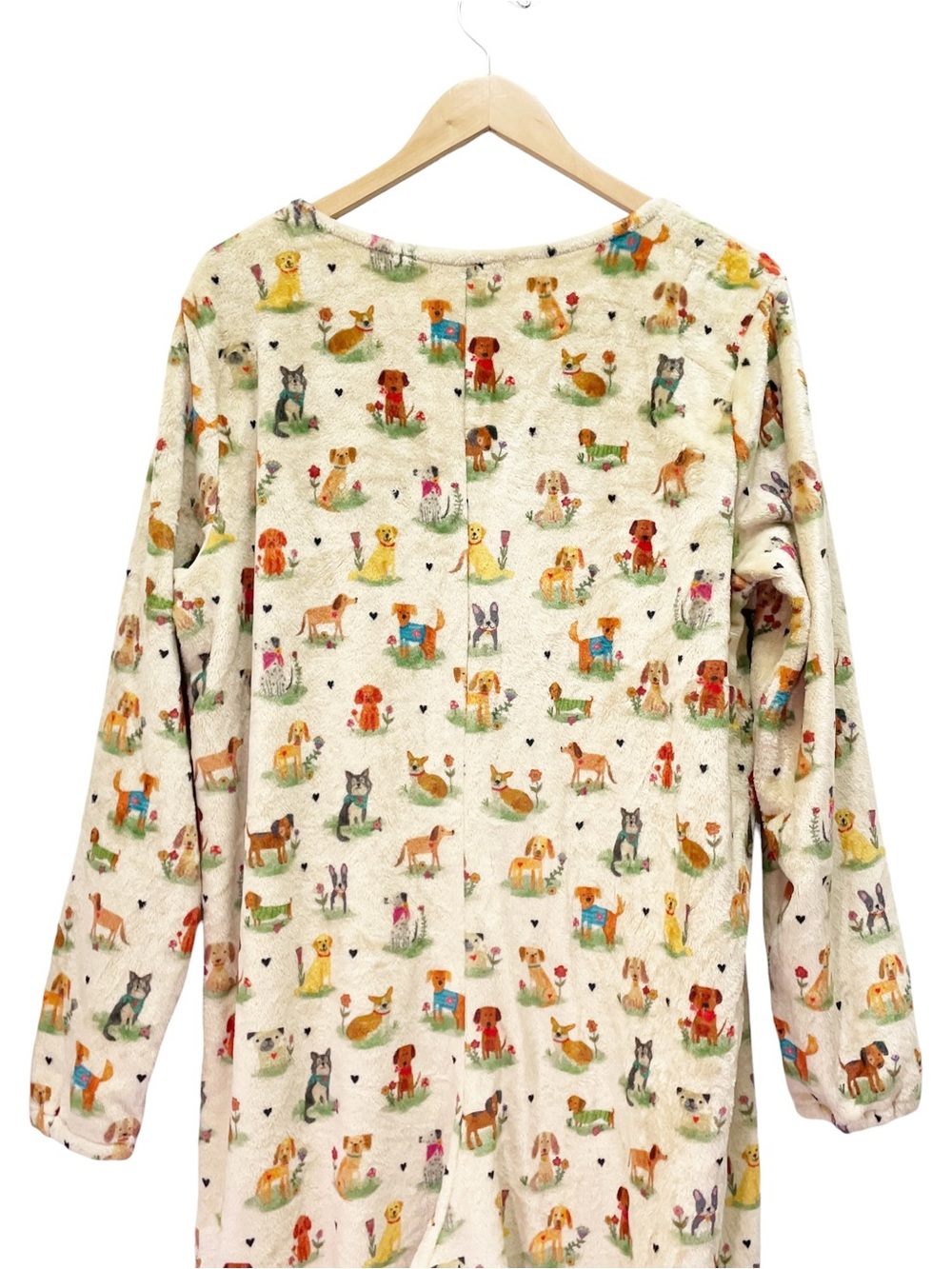 Natural Life Dog Park One Piece Pajamas Large Plush Fleece Dog Print Jumpsuit - Picture 7 of 15